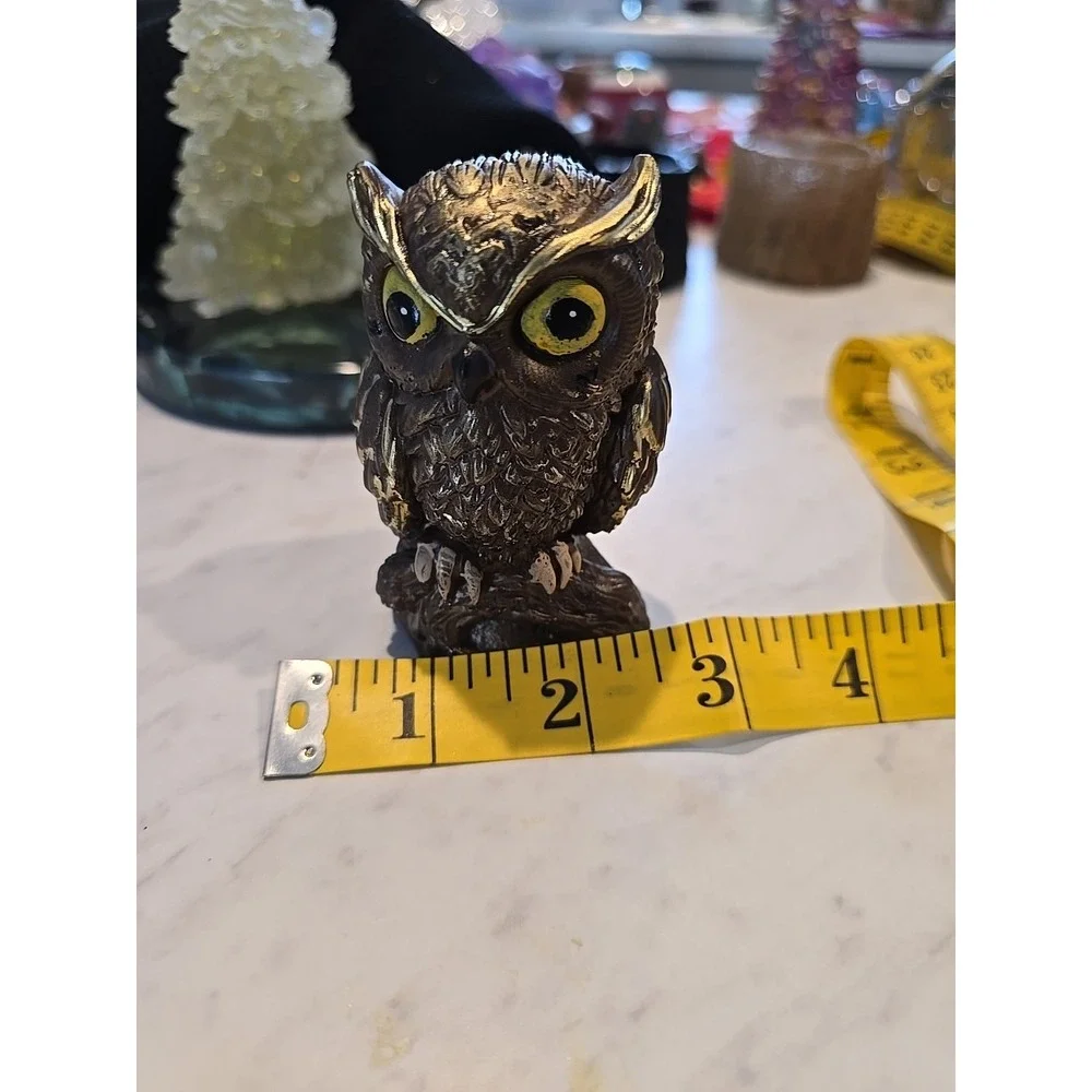 Handmade Resin Brown Gold Owl‎ Gold Decoration Gift 662